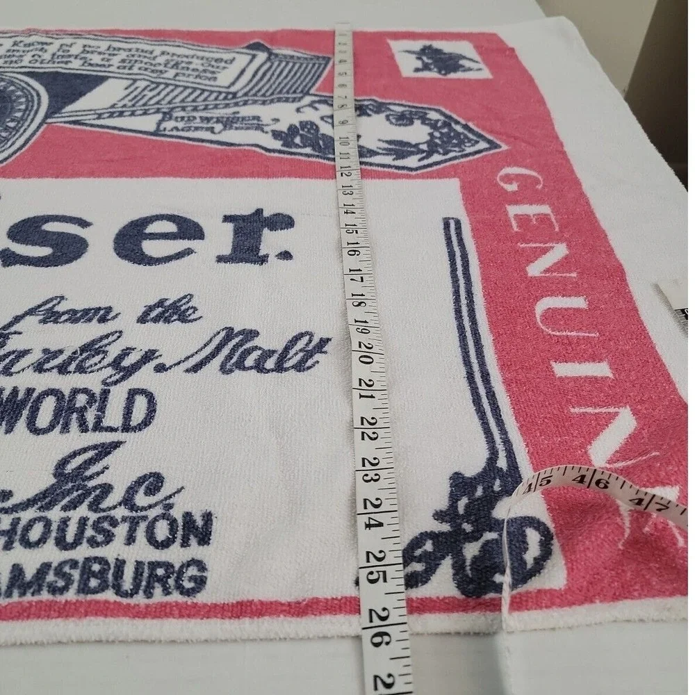 Vintage Budweiser Bottle Label Beach Towel Retro Beer Logo 49x26 Cotton Brazil